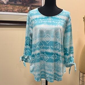 Ruby Rd Blue Long Sleeve Blouse